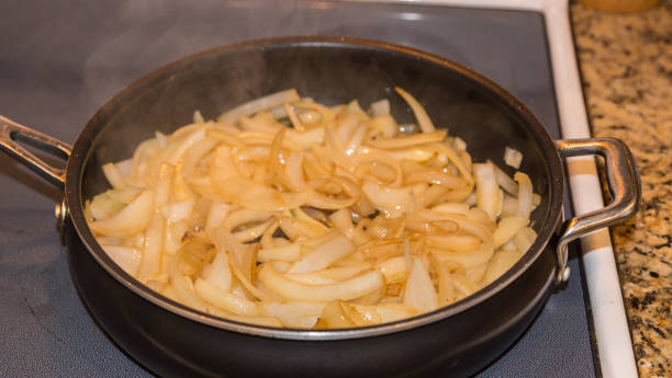 istock Julienne Cut White Onions In a Sauce Pan 1145714637