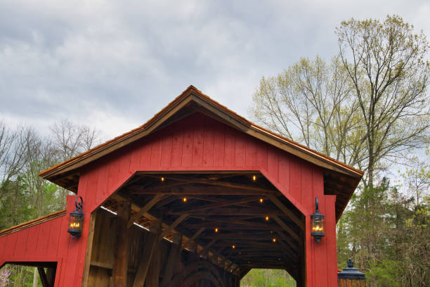 Wooden covered bridge in New Brunswick Canada