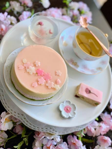 Cherry Blossom Desserts stock photo