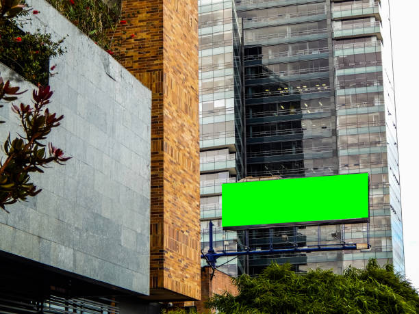 istock Building in the street and a chroma key billboard 1145719055