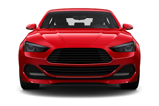 Ilustración 3D de la vista frontal de coche rojo genérico photo
