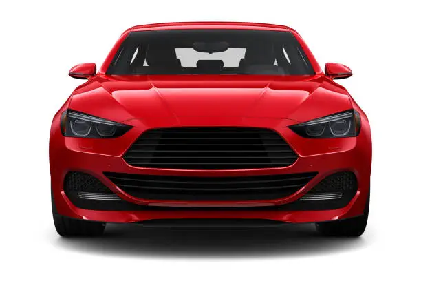 Photo of 3D illustration of Generic red car - front view