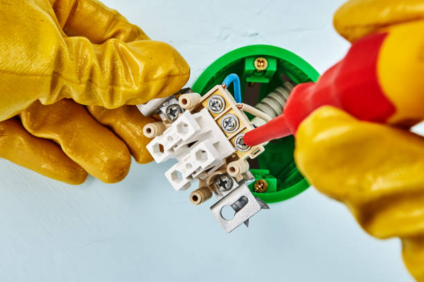 istock Tightening screw in new light switch. 1145724164