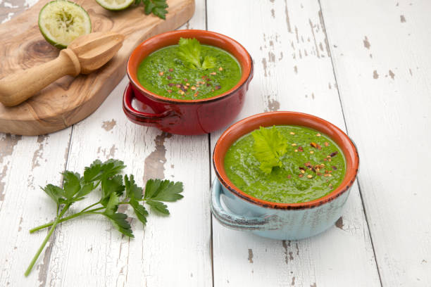 istock Green Gazpacho Soup With Eggs 1145725036