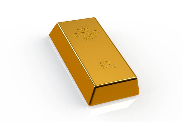 istock Bar of gold on a white background on a white background. 3d rendering 1145725801