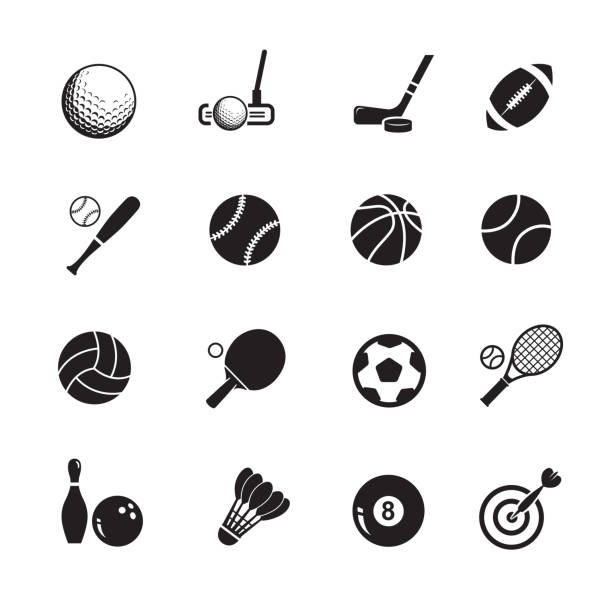 sportball-ikonen - sport ball sphere competition stock-grafiken, -clipart, -cartoons und -symbole