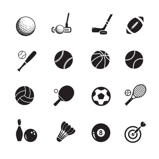 스포츠 공 아이콘 - sport ball sphere competition stock illustrations