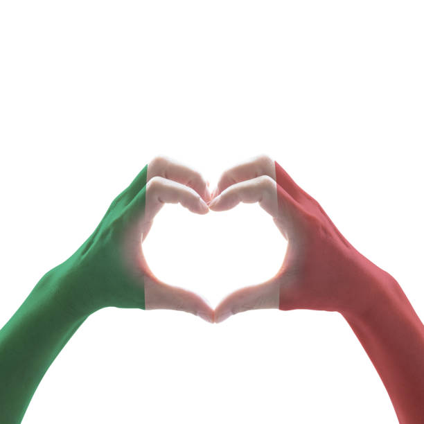 istock Italy National flag pattern  on hand heart shape on white background 1145727571