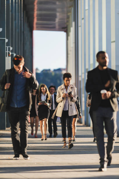 Busy people on the move