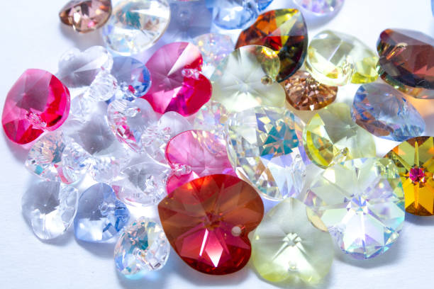 istock Glass heart close up on a gray background 1145731373
