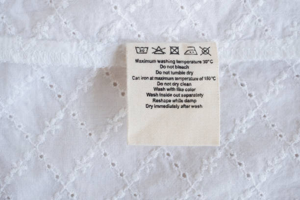 istock laundry care washing instructions clothes label on fabric texture background 1145733408