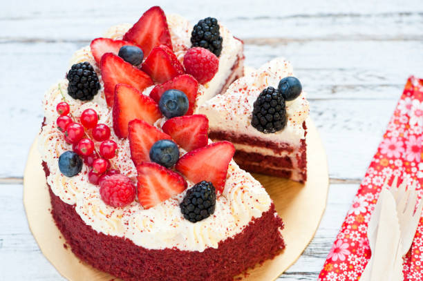 red velvet cake stock photo