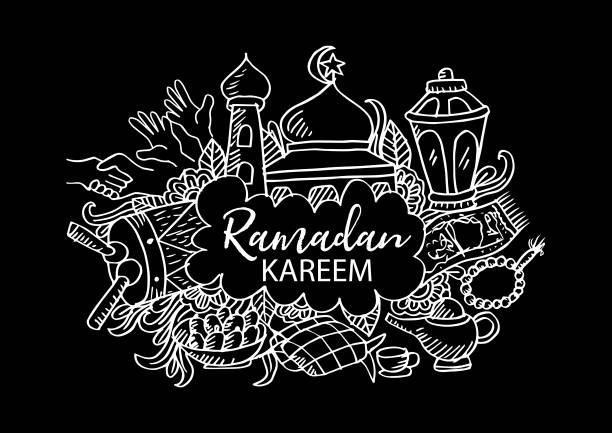 Doodle element Ramadan Kareem set Doodle element Ramadan Kareem set bedug stock illustrations