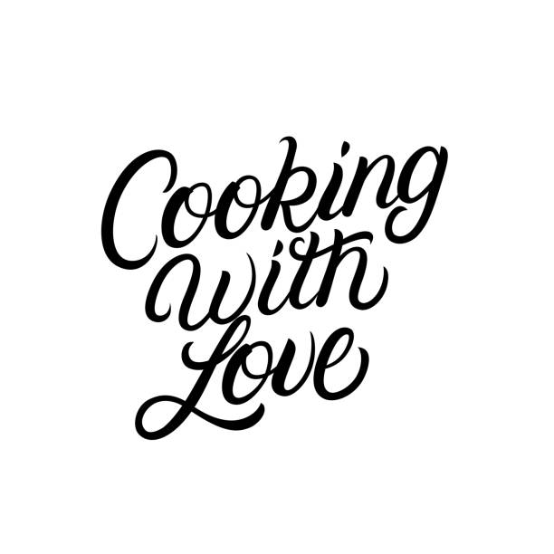 istock Cooking with love hand written lettering quote 1145748086