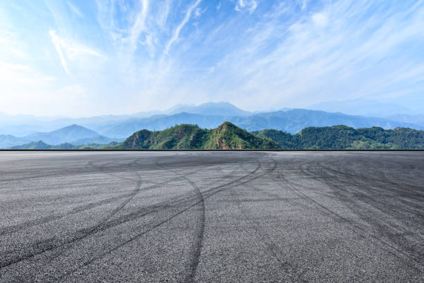 istock Asphalt race track and beautiful natural landscape 1145751475
