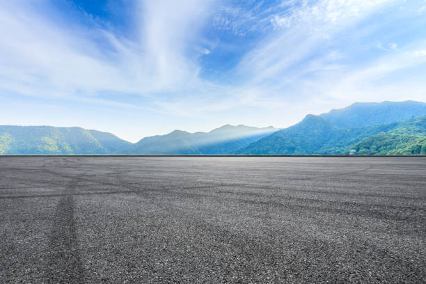 istock Asphalt race track and beautiful natural landscape 1145751629