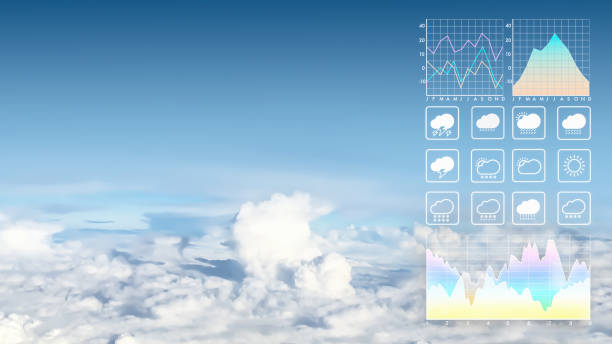 istock Weather forecast presentation report background with beautiful Blue sky white clouds aerial view from aircraft. 1145751783