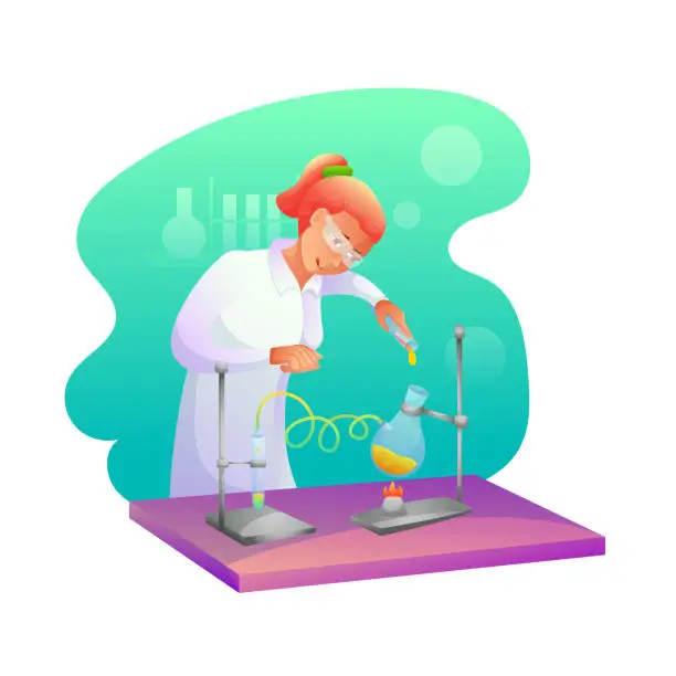 Vector illustration of Biochemist making research flat character