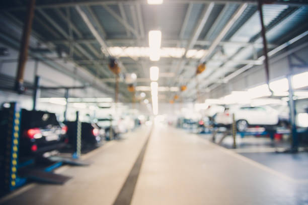 istock Abstract blur garage and automoblie interior for background Processing Blue white balance 1145754354