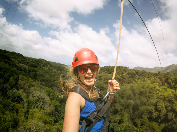 istock Ziplining Mama in the Jungle 1145756806