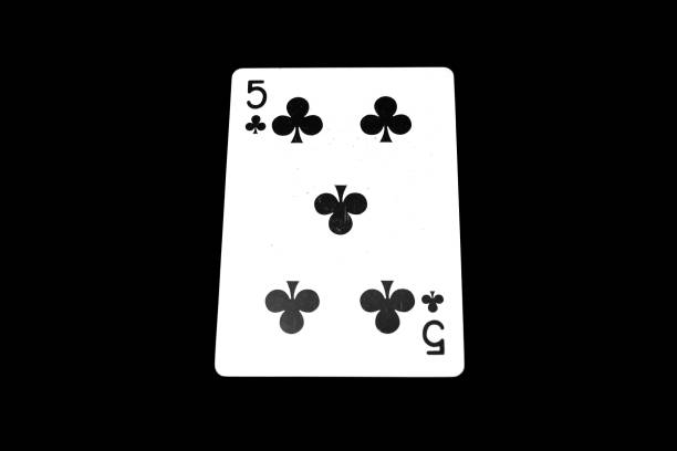 Playing Card Black Five Isolated on a Black Background Great for Any Use.