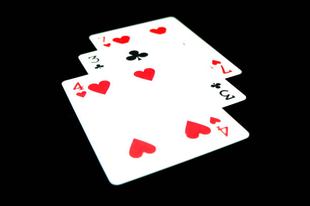 istock Playing Card. Close Up Three Playing Card Isolated On Black Background Great for Any Use. 1145757805