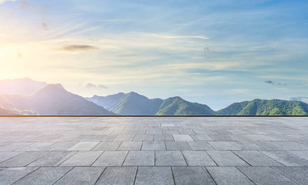 istock Empty floor and green mountain natural landscape 1145759066