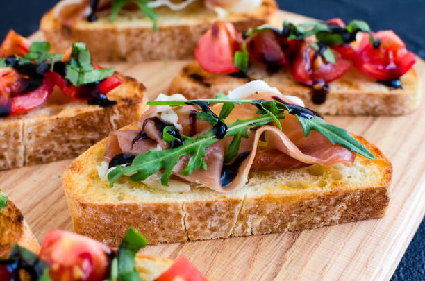 istock Selection of tasty bruschetta 1145760081