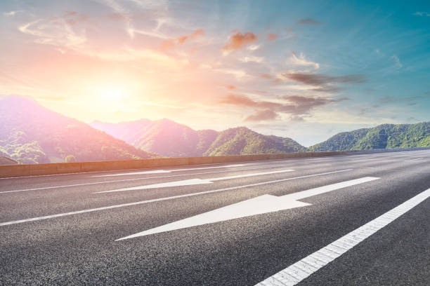 istock Asphalt highway and beautiful natural landscape at sunset 1145760276