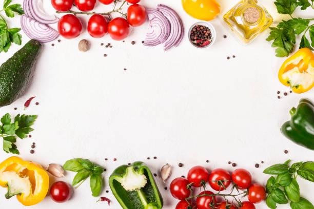 istock Fresh Vegetables frame with place for text. Healthy food or diet concept 1145764240