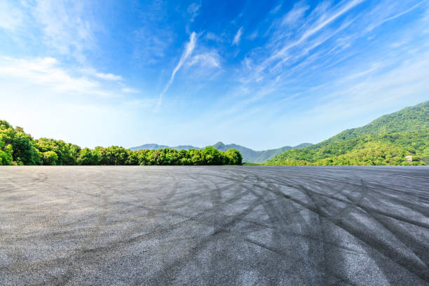 istock Asphalt race track and beautiful natural landscape 1145765229