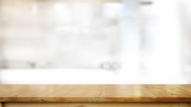 istock Empty wood table in kitchen room and copy space for product or food montage 1145765656