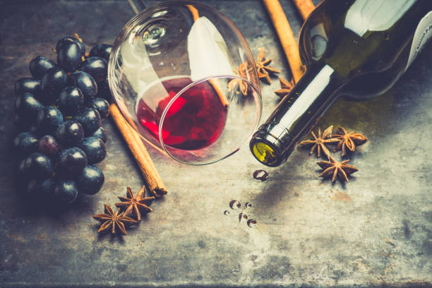 istock Red wine in glass on the rustic background 1145766760