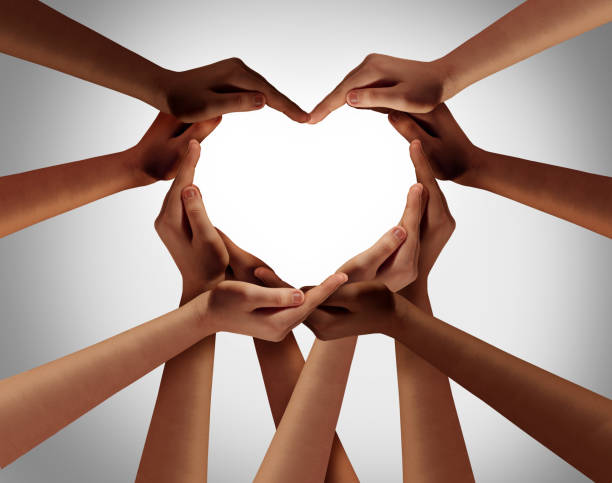 Heart Hands Heart hands as a group of diverse people hands connected together shaped as a love symbol expressing the feeling of being happy and togetherness. heart shape photos stock pictures, royalty-free photos & images