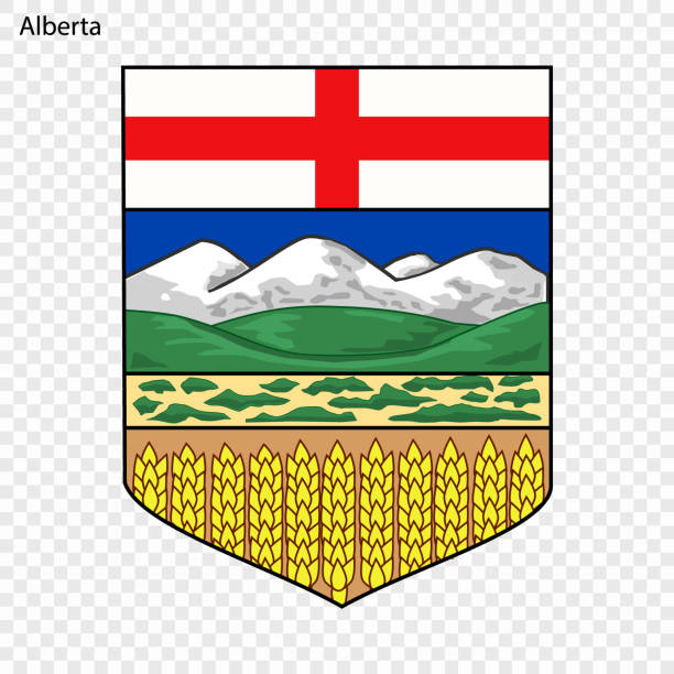 앨버타의 국장, 캐나다 주 - alberta flag canada province stock illustrations