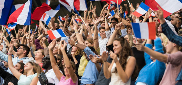 istock French Fans With Waving Flags 1145768136