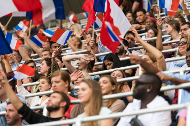 istock French Fans With Waving Flags 1145768159