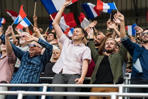 istock French Fans With Waving Flags 1145768172