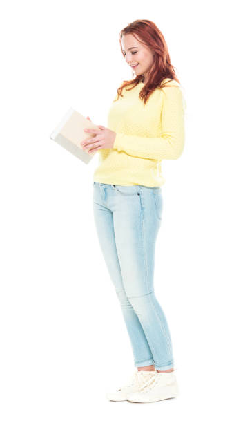 istock Cute female holding one book 1145768421