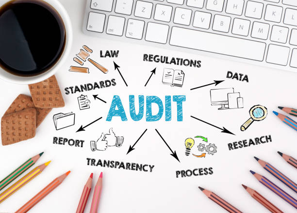 istock Audit Concept. Chart with keywords and icons 1145772156
