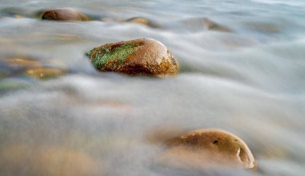 istock Scene with stone in mossy river at dawn 1145773823