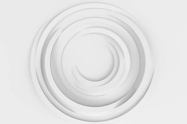 Abstract volume background with the image of a random rotating thin rings. 3D illustration