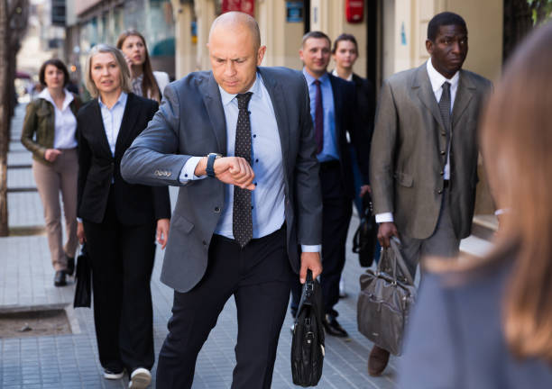 istock Portrait of hurrying man 1145774131