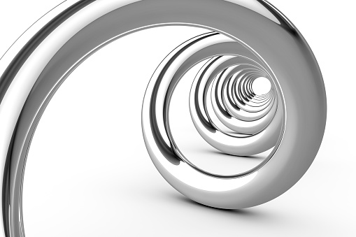 3d illustration of a shiny chrome spiral