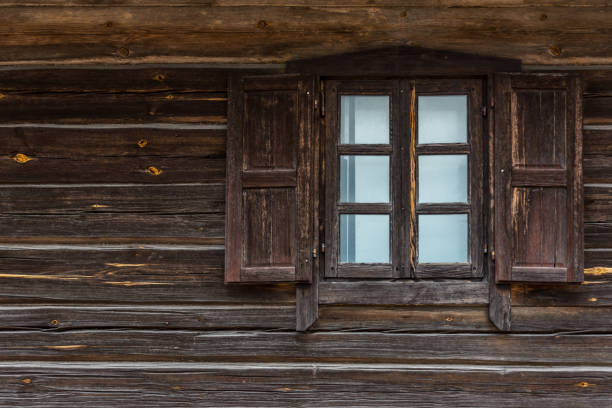 istock Window in Log House in Lithuania 1145778285