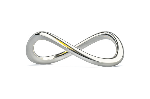 3d illustration of a chrome infinity sign isolated on white