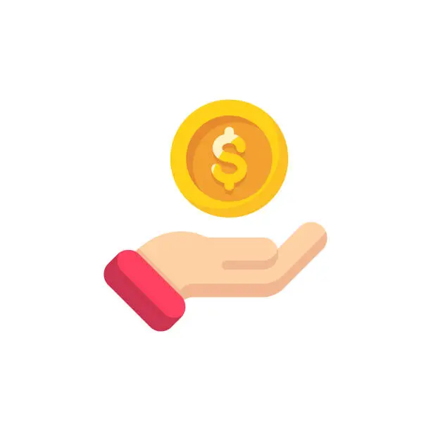 Vector illustration of Financial Aid Flat Icon. Pixel Perfect. For Mobile and Web.