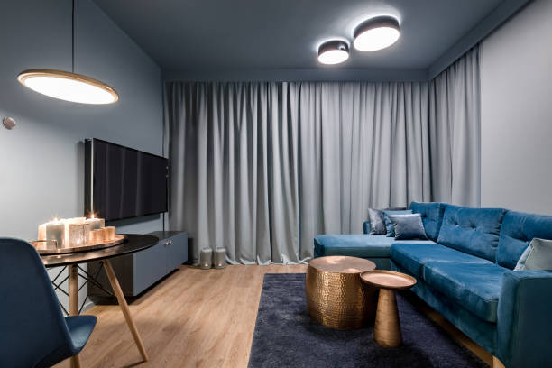 istock Elegant living room in blue 1145780244