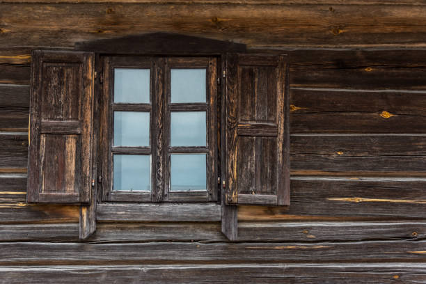 istock Window in Log House in Lithuania 1145780934