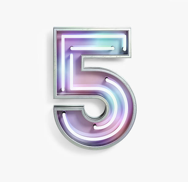 istock Fluorescent Colored Neon Font. Number 5 1145782076